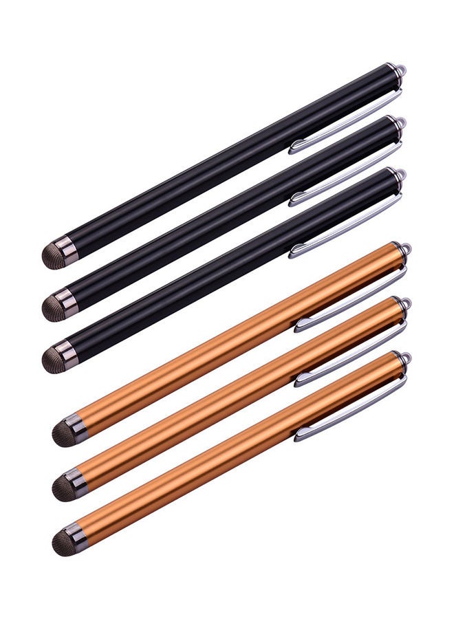 6-Piece Universal Capacitive Stylus Pens Gold/Black - Image 1
